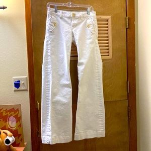 White wide-leg sailor style pants